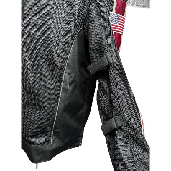 Indian Motorcycle Black Leather Armor Mesh Biker Riding Zip Up Jacket 2XL - Picture 8 of 12